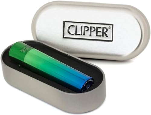 Cliper Metal - Faisceau de Paon - Vert Dégradé Bleu - Rechargeable avec Coffret de Cadeau en Métal - 700mAh