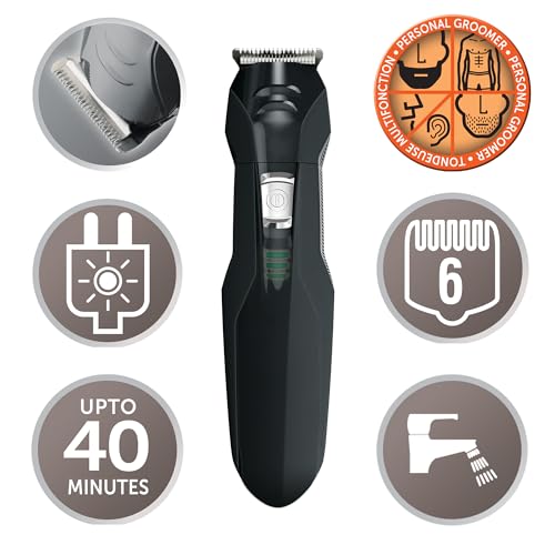 Remington Tondeuse Barbe 10 Accessoires, Sans Fil, 4 Têtes Interchangeables – Multifonction Edge (Poils Visage & Corps) 