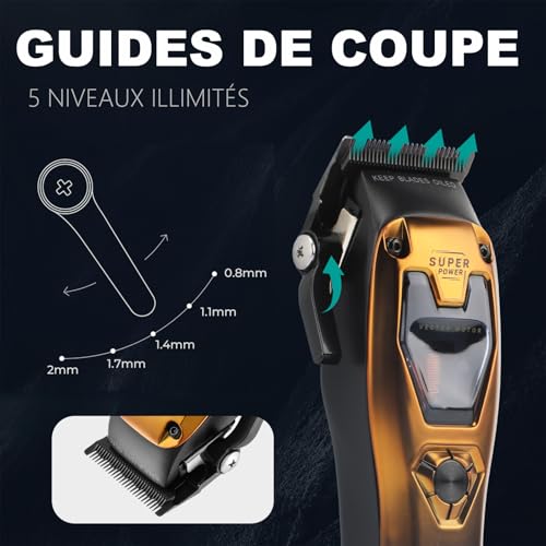 VGR 668 - Tondeuse Cheveux Hommes Professionnel - Avec Moteur Vectoriel - Recharge USB - 11 000 tr/min - Boîtier Remplaç