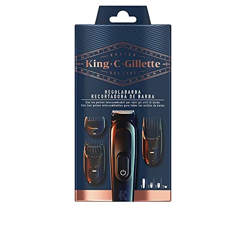 King C. Gillette Kittondeuse à barbe pour homme sans fil avec lames aiguisées de longue durée et 3 régulateurs de longue