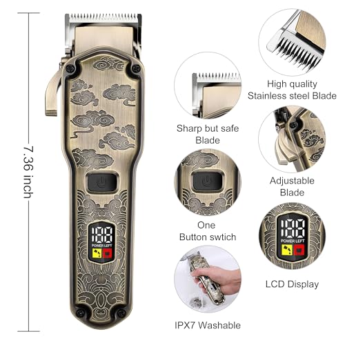 Hatteker Tondeuse à cheveux professionnelle pour hommes en utilisant le T-Blade Trimmer lavable dans toute situation Ton