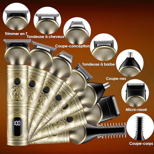 VGR Tondeuse professionnelle Homme 0 mm Cheveux Chauve Précision 7 en 1