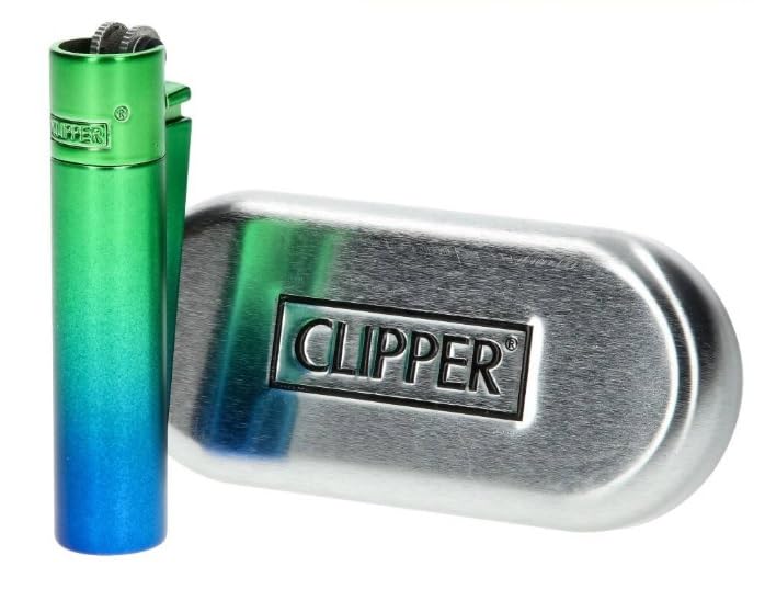 Cliper Metal - Faisceau de Paon - Vert Dégradé Bleu - Rechargeable avec Coffret de Cadeau en Métal - 700mAh