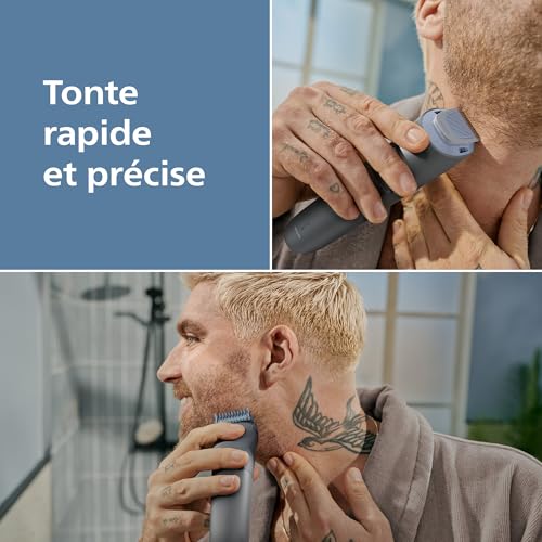 Philips Tondeuse à barbe série 3000 - Lames angles arrondis, 20 hauteurs de coupe réglables, Indicateur d'autonomie