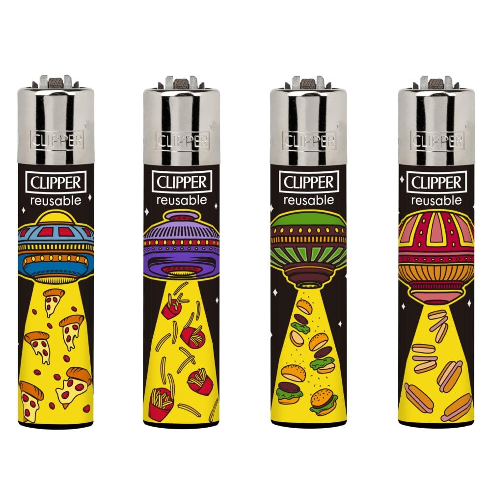Cliper Grand Modèle Briquet Rechargeable pour Hommes et Femmes lors de Repas Rapides Contient 4 Pièces Ufo Nouvelle Coll