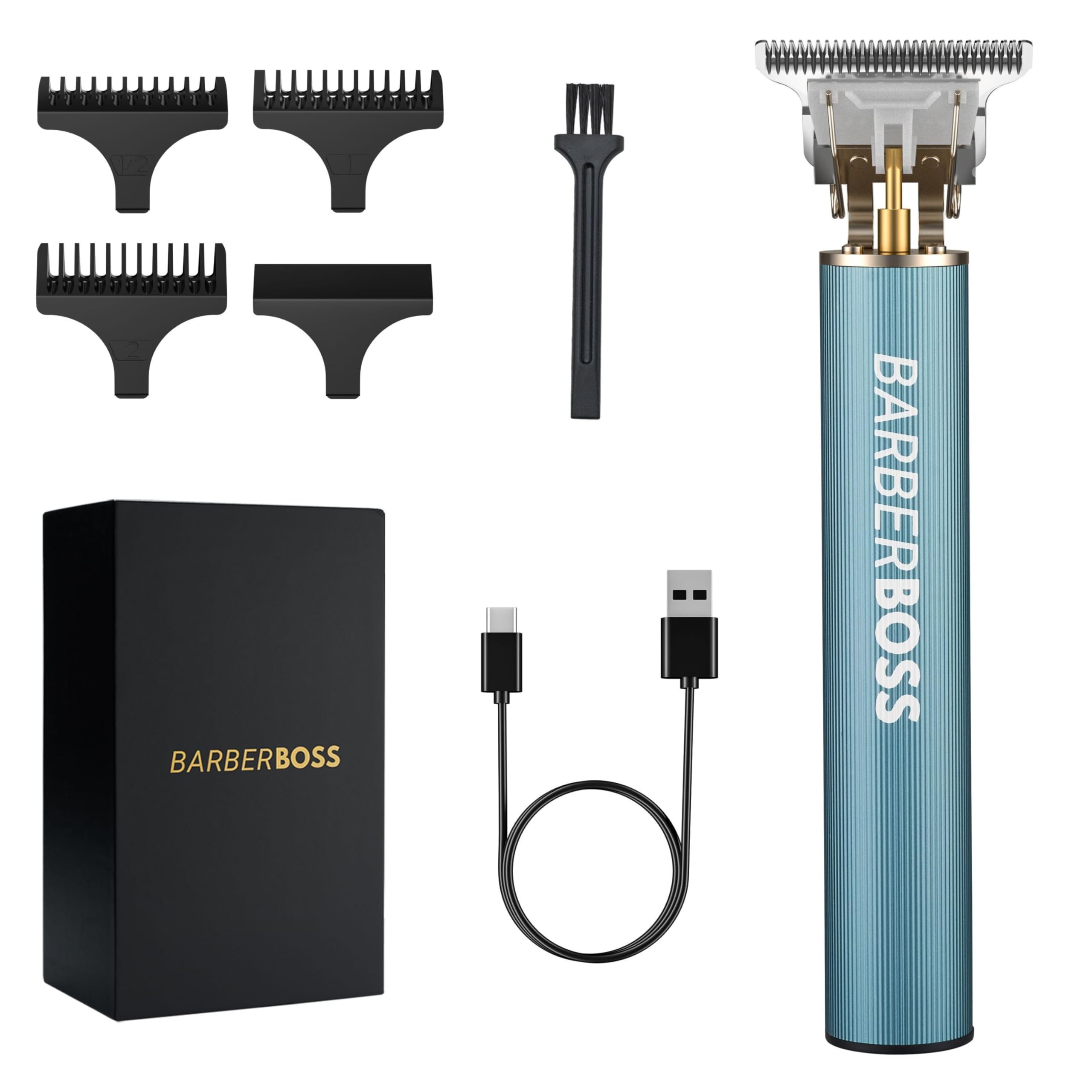 BarberBoss Tondeuse à cheveux et à barbe sans fil – Kit de toilettage précis et polyvalent 3 en 1 pour hommes