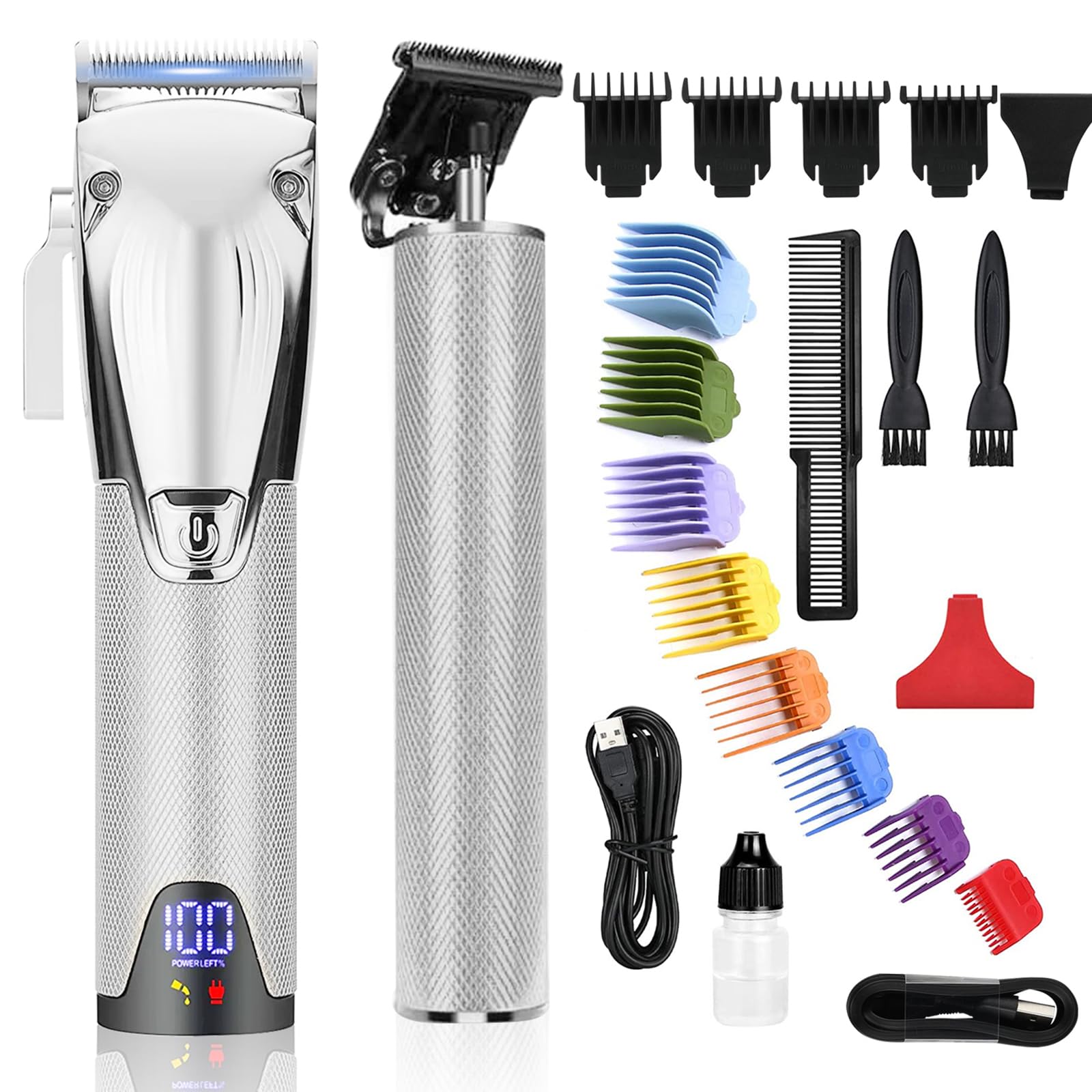 BESTBOMG Tondeuse Cheveux et Barbe Homme Professionnelle Rechargeable Li-ion 2500mAh/1200mAh avec 8 Peigne de Guidage