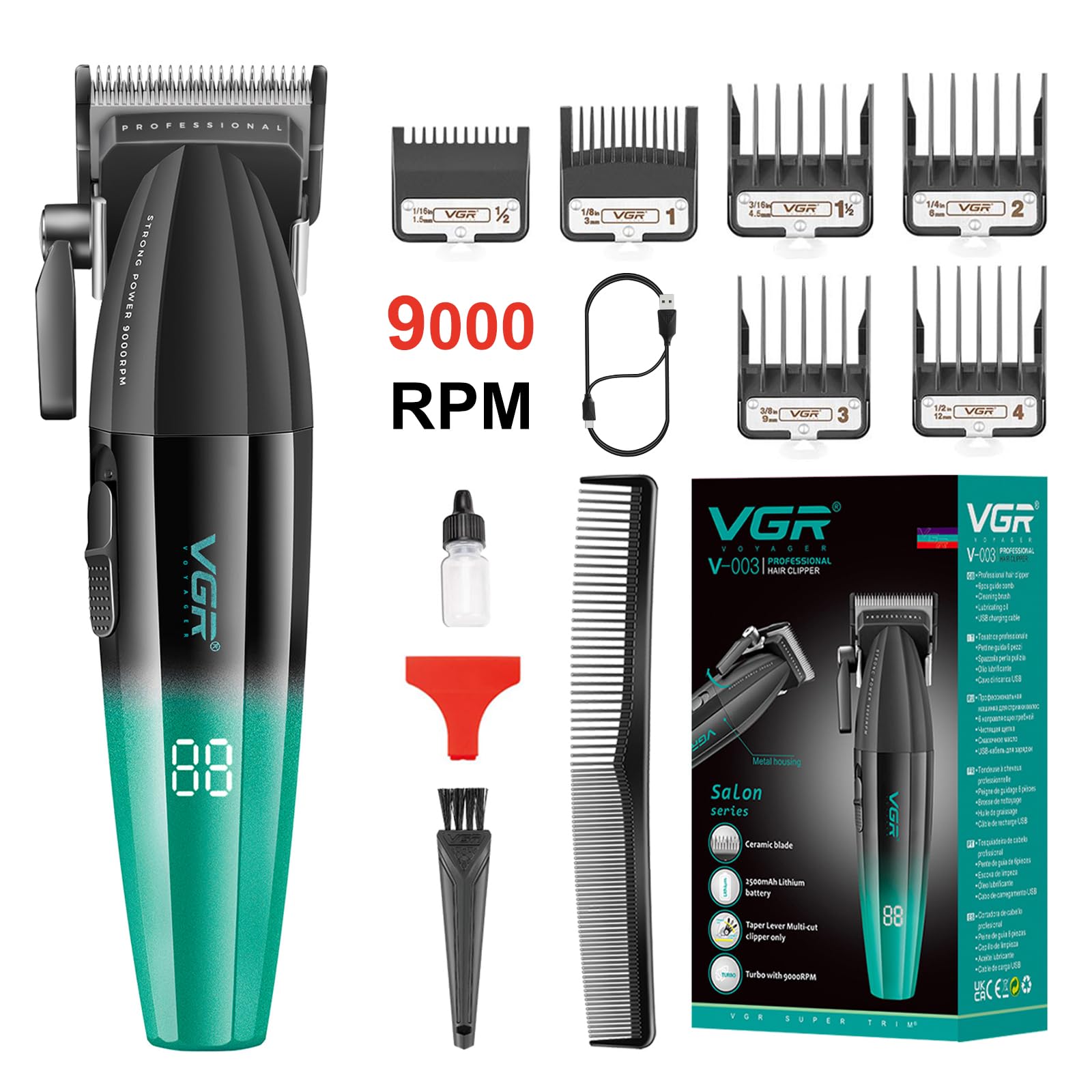 Outils de coupe de cheveux VGR 003 Fresh Fade, professionnel et rechargeable, cadeau idéal pour les hommes