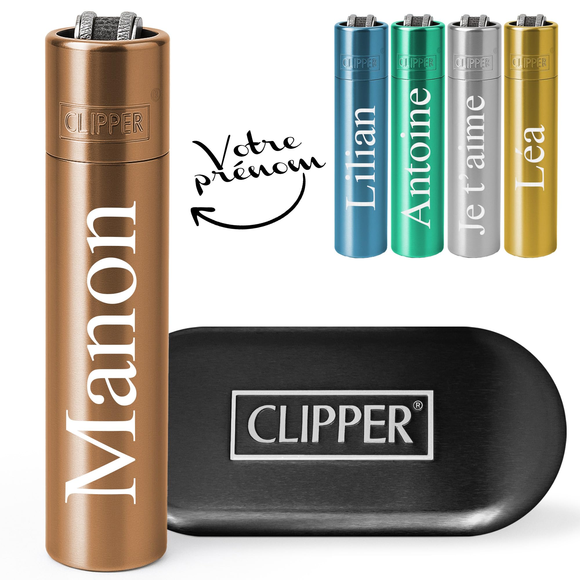 KDO MAGIC - Clipper personnalisé avec prénom - Coffret cadeau en métal gravé - Prénom changeable